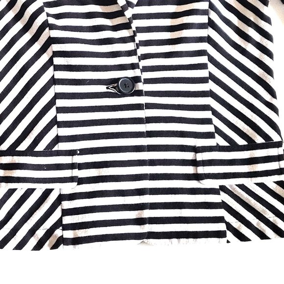 Pre-owned A.N.A Stripe White-Black Medium Tall Long Sleeve One Buttoned Blazer - Picture 10 of 10